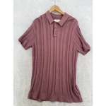 Hollister Knit Polo Mens Large Mauve Cable Textured Short Sleeve Sweater Shirt. Fixed Price $29.99.