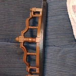 Wall Mounted Wood Shelf W/ Decorative Spindle Rail, Open Face, Brown/black. Fixed Price $38.00.