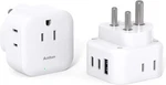 2 Pack Us To India Plug Adapter, Type D Travel Adapter With 3 Outlets Usb.... Fixed Price $16.91.