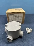 Hubbell Killark Grr-1 4 Hub Round Conduit Outlet Box W/cover And 1/2 Inch Hubs. Fixed Price $41.97.