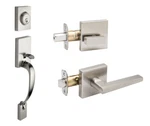 Copper Creek Satin Stainless Fashion Handleset With Verona Interior Lever. Fixed Price $49.99.