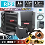 Goodman 3 Ton R32 Air Conditioner & 80k Btu 80% Gas Furnace System - Upflow. Fixed Price $4174.00.