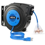 Suraielec 12 Gauge Retractable Extension Cord Reel, 45 Ft Ft, Blue. Fixed Price $112.16.