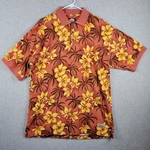 Tommy Bahama Mens Large Orange Yellow Hawaiian Floral Short Sleeve Polo. Fixed Price $14.89.
