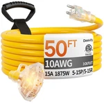 Extension Cord 50 Ft 10 Gauge Heavy Duty 3 Outlet Yellow Waterproof Deeklify. Fixed Price $104.99.