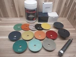 3" Diamond Convex & Flat Granite Polishing Kit With Arbor,pads 1lb Tin Oxide. Fixed Price $95.00.