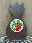 Vintage 70s Cheese Board Maison International Ceramic Tile W/ Fruit. Fixed Price $20.00.