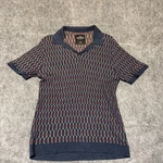 Hollister Mens Polo Shirt Size M Multicolor Knit Sweater Geometric Viscose Blend. Fixed Price $39.75.