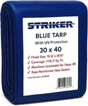 Striker Blue Tarp 30' X 40' - All Purpose Pe Cover With Uv Protection W/ Grmts. Fixed Price $124.97.