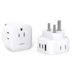 2 Pack Us To India Plug Adapter, Type D Travel Adapter With 3 Outlets Usb C.... Fixed Price $15.50.