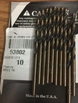 (10) Norseman - #28 Hss 135 Split Point Black & Gold Finish Jobber Drill. Fixed Price $20.00.