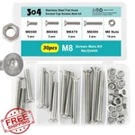 Guoyomm M8 Flat Head Socket Cap Screws Countersunk Bolts Nuts Kit 30pcs 304 Ss. Fixed Price $27.99.