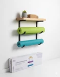 Crane Yoga Mat Storage Rack Wall Mount Wood Shelf Metal Hooks Gym Organizer New. Fixed Price $19.99.