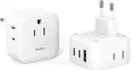 2 Pack European Travel Plug Adapter, Us To Europe Adapter With 3 Outlets. Fixed Price $11.94.