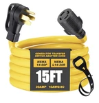 15 Ft Generator Transfer Switch Adapter Cord Compatible With Nema Tt-30p. Fixed Price $62.75.