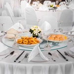 24 In Glass Lazy Susan Turntable, Tempered Dining Table Centerpiece With 6. Fixed Price $82.73.