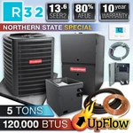 Goodman 5 Ton R32 Air Conditioner & 120k Btu 80% Gas Furnace System - Upflow. Fixed Price $5613.00.