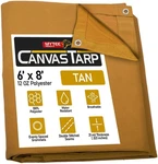 6' X 8' Tan Canvas Tarp 12oz Heavy Duty Water Resistant. Fixed Price $48.85.