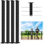 Gyykzz 42" Cable Railing Post 4 Pack, Matte Black Posts, Level Post-4 Pack. Fixed Price $211.75.
