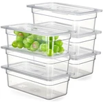 Curta 6pack 1/3 Size 4" Deep Nsf Polycarbonate Food Pans With Handled Lids & .... Fixed Price $187.56.