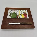 Wood & Tile Cheese Board Magnet Knife Holder Maison International Vintage Japan. Fixed Price $10.00.