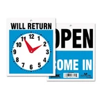 Headline Sign Double-sided Open/will Return With Clock Hands, Plastic, 7.... Fixed Price $12.88.