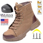 Plus Size Men High-top Steel Toe Work Boots Slip-resistant Eva Sole Construction. Fixed Price $37.99.