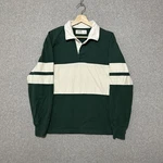 Hollister Rugby Polo Shirt Mens Small Green Long Sleeve Heavyweight Cotton. Fixed Price $22.00.