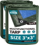 Tarpal 3x3 Feet Small Tarp Waterproof 6mil (2 Pack) Green Tarps Multipurpose Pro. Fixed Price $14.70.