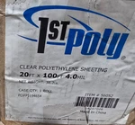1st Poly, Clear Poly Sheeting, 20' X 100', 4 Mil. Fixed Price $59.99.