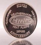 1957-1982 Carrier Weathermaker Heat Pumps America 1oz 999 Fine Silver Round 3151. Fixed Price $340.00.
