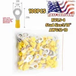 100pcs Yellow Vinyl Ring Terminal Connector 12-10ga Gauge 5/16" Crimp Wire Power. Fixed Price $13.99.
