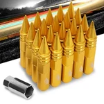 J2 Aluminum Gold Open End Acorn+spike Cap M12x1.50 25mm Od/107mm Lug Nuts. Fixed Price $66.99.