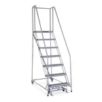 Cotterman 100 In H Stainless Steel Rolling Ladder, 7 Steps, 1007r2630a3e10b4ssp6. Fixed Price $1200.00.