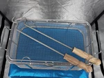 Ajinteby Fire Pit Screen And Poker, 18" X11 X7 Stainless Steel. Fixed Price $19.99.