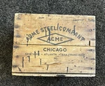 Vintage Acme Steel Products Wood Crate Chest Box Chicago Il 11x13x9. Fixed Price $120.00.