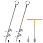 Ground Anchors Heavy Duty, 2 Pack Fully Welded Solid Steel Scr.... Fixed Price $56.37.