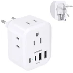 European Travel Plug Adapter, Hanycony Foldable International Power White. Fixed Price $9.11.