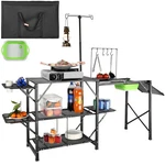 Vevor Camping Kitchen Table Folding Portable Cook Station Tables Shelves &a Sink. Fixed Price $135.90.