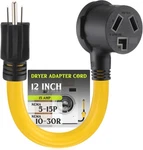 Kanayu 1 Ft 5-15p To 10-30r 15amp Dryer Adapter Cord Compatible Female Power Ada. Fixed Price $51.84.