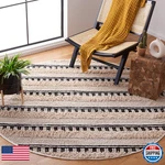 Safavieh Natura Collection Area Rug - 6 Round Beige Black Handmade Cotton Ideal. Fixed Price $214.22.