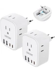 2 Pack European Travel Plug Adapter, Lencent International Type-c Foldable Po.... Fixed Price $32.20.
