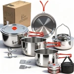 Portable 18/8 Stainless Steel Camping Cookware Set 11 Pcs - Nesting Design, L.... Fixed Price $119.89.
