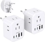 2 Pk European Travel Plug Adapter, Hanycony International Power Adapter 4 Outlet. Fixed Price $20.89.