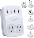 Ceptics World Travel Adapter Kit 2 Usb-a, Usb-c Us Outlets, 20w/qc Set, White. Fixed Price $75.68.