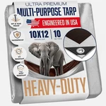 10x12 Heavy Duty Tarp, 10 Mil, Waterproof, Uv Resistant, Grommets, Reversible. Fixed Price $30.74.