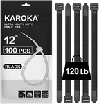 Karoka 12" Heavy Duty Black Zip Ties, 100 Pieces. Fixed Price $15.99.