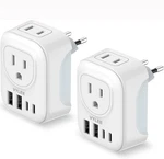 2 Pack European Travel Plug Adapter, Vylee International White-2. Fixed Price $19.79.