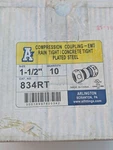 Lot Of 10 Pieces Arlington Ind. 834rt Emt Rain Tight Comp. Coupling 1-1/2". Fixed Price $45.00.