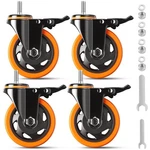 4 Inch Caster Wheels 2200lbs, Threaded Stem Casters Set Of 1/2"-13x1" Orange. Fixed Price $37.35.